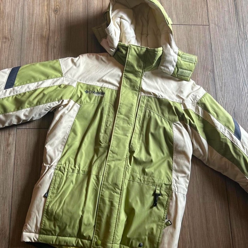Green and White Columbia Winter Jacket